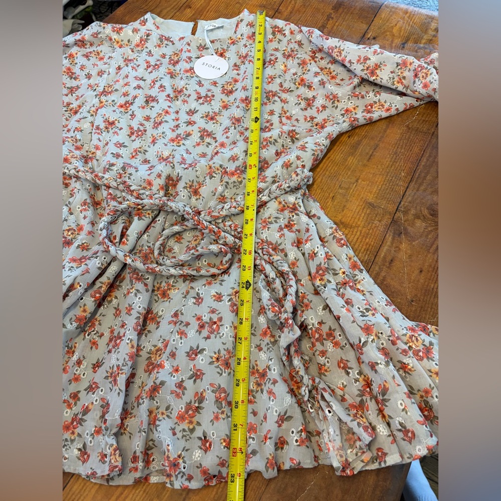 Storia Floral Long Sleeve Dress with Tie Waist - Picture 9 of 9